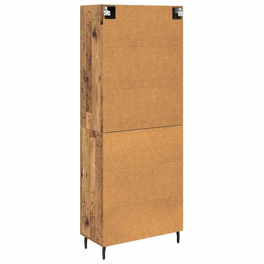 Hoge kast met lade 2 pcs Oud Hout Geengineerd Hout en Glas