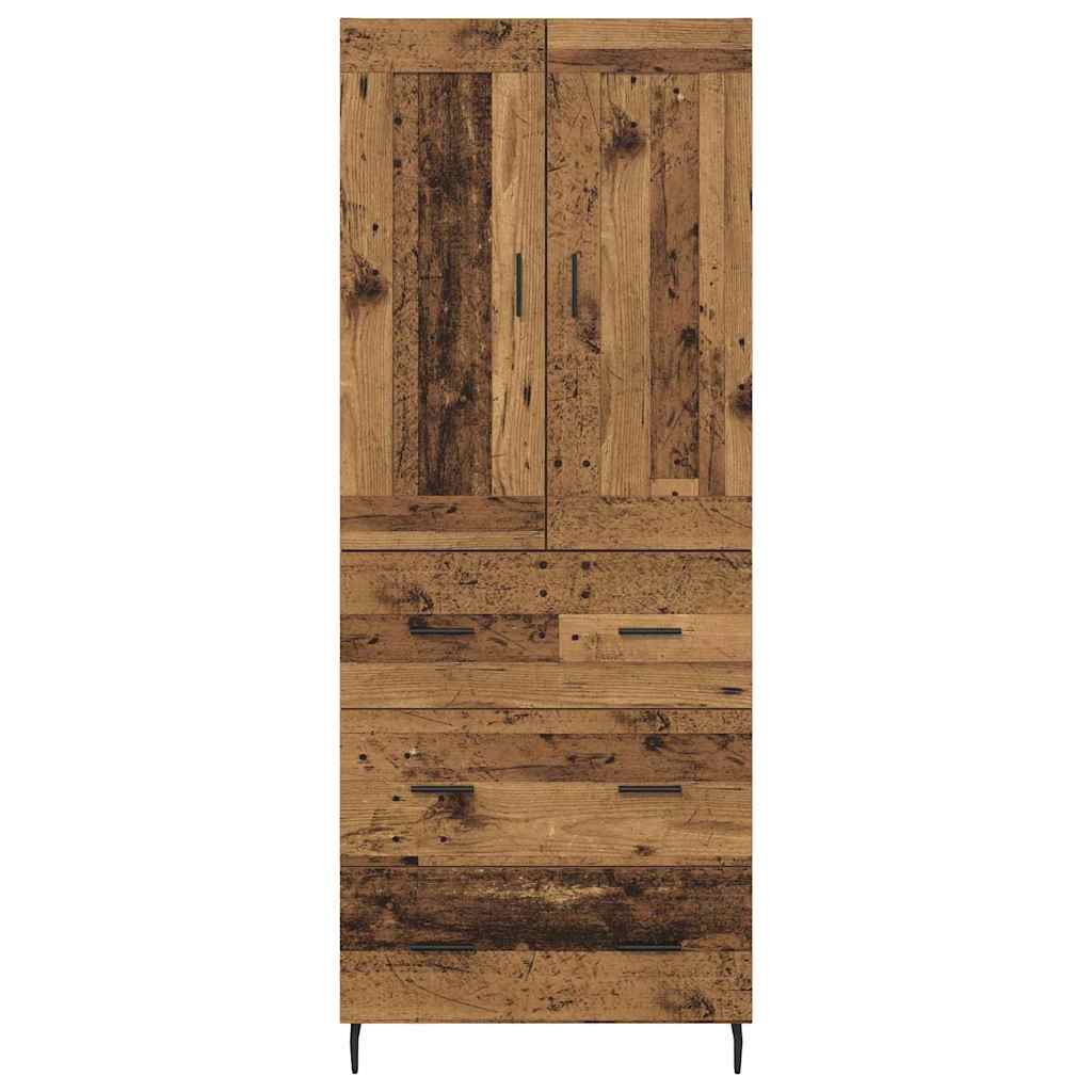 Hoge kast met lade 2 pcs Oud Hout Geengineerd Hout en Glas