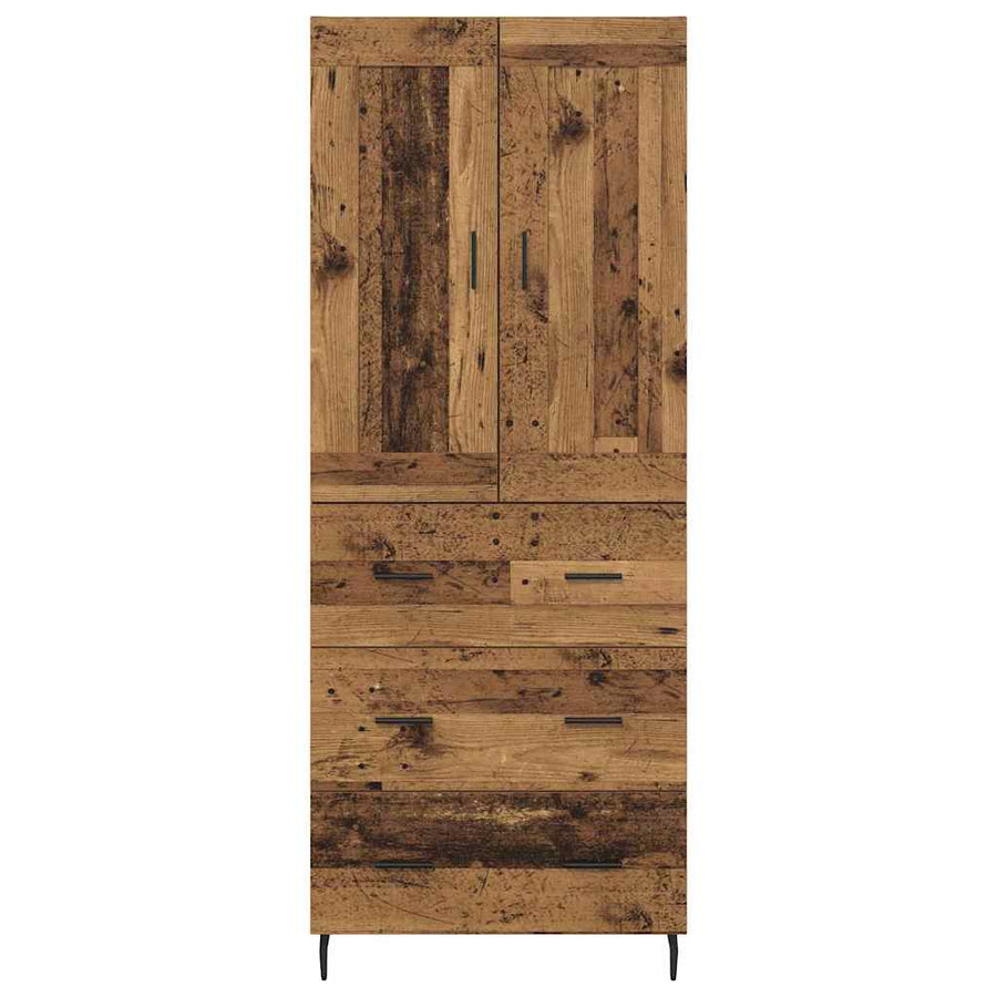 Hoge kast met lade 2 pcs Oud Hout Geengineerd Hout en Glas