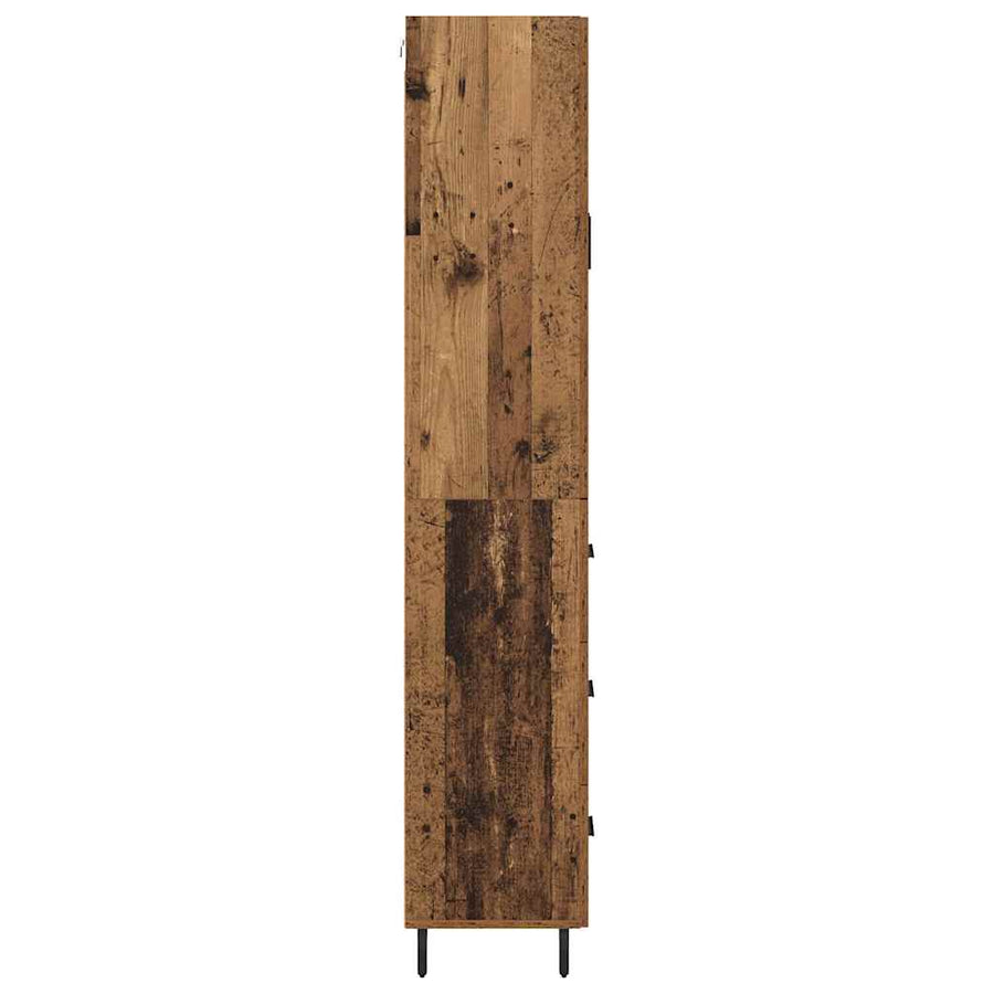 Hoge kast met lade 2 pcs Oud Hout Geengineerd Hout en Glas