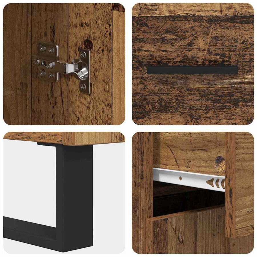 Hoge kast Oud Hout 69,5 x 34 x 180 cm Geengineerd Hout en Glas