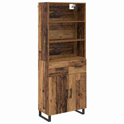 Hoge kast Oud Hout 69,5 x 34 x 180 cm Geengineerd Hout en Glas