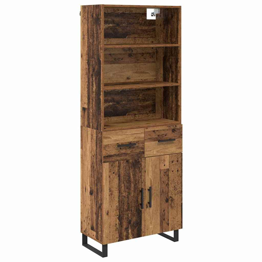 Hoge kast Oud Hout 69,5 x 34 x 180 cm Geengineerd Hout en Glas