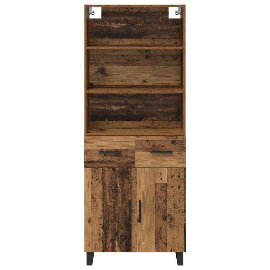 Hoge kast Oud Hout 69,5 x 34 x 180 cm Geengineerd Hout en Glas