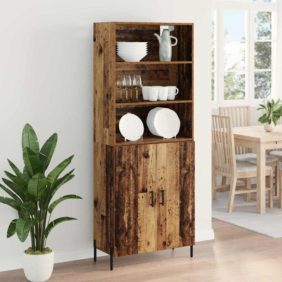 Hoge kast Oud Hout 69,5 x 32,5 x 180 cm Bewerkt hout