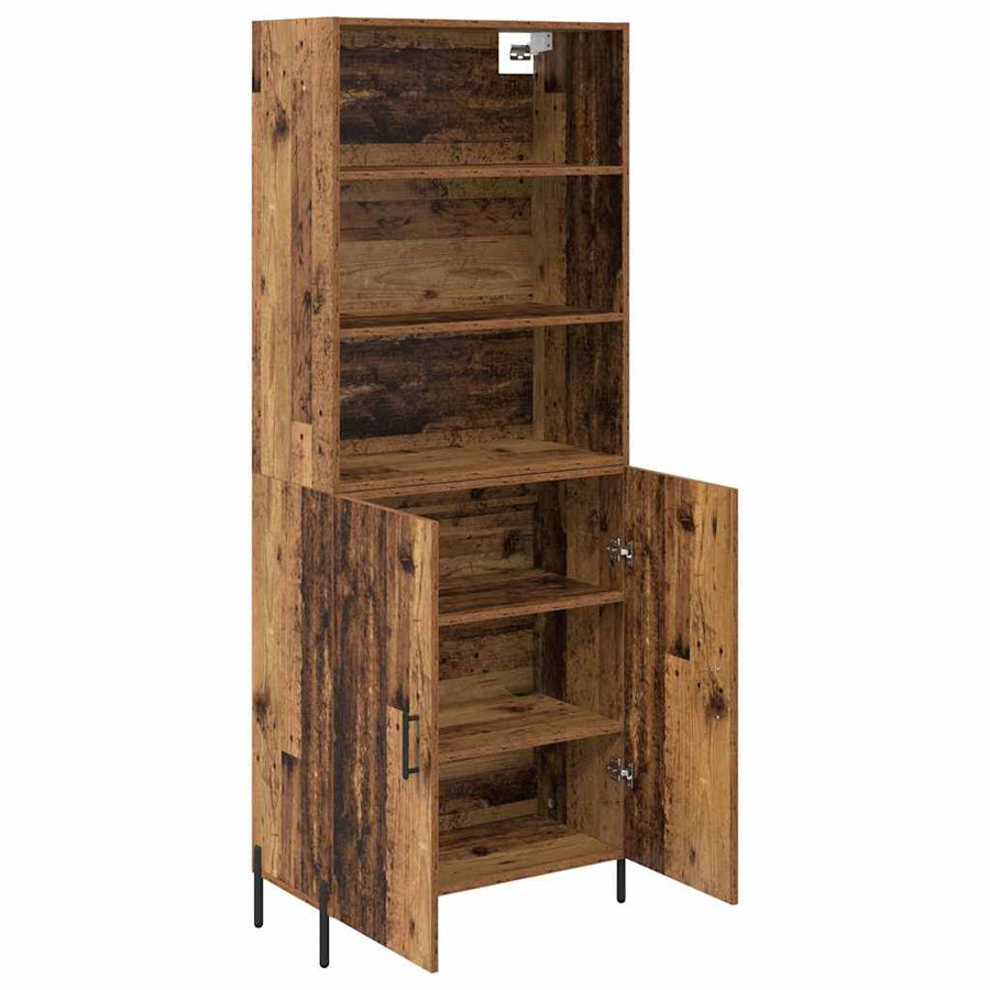 Hoge kast Oud Hout 69,5 x 32,5 x 180 cm Bewerkt hout