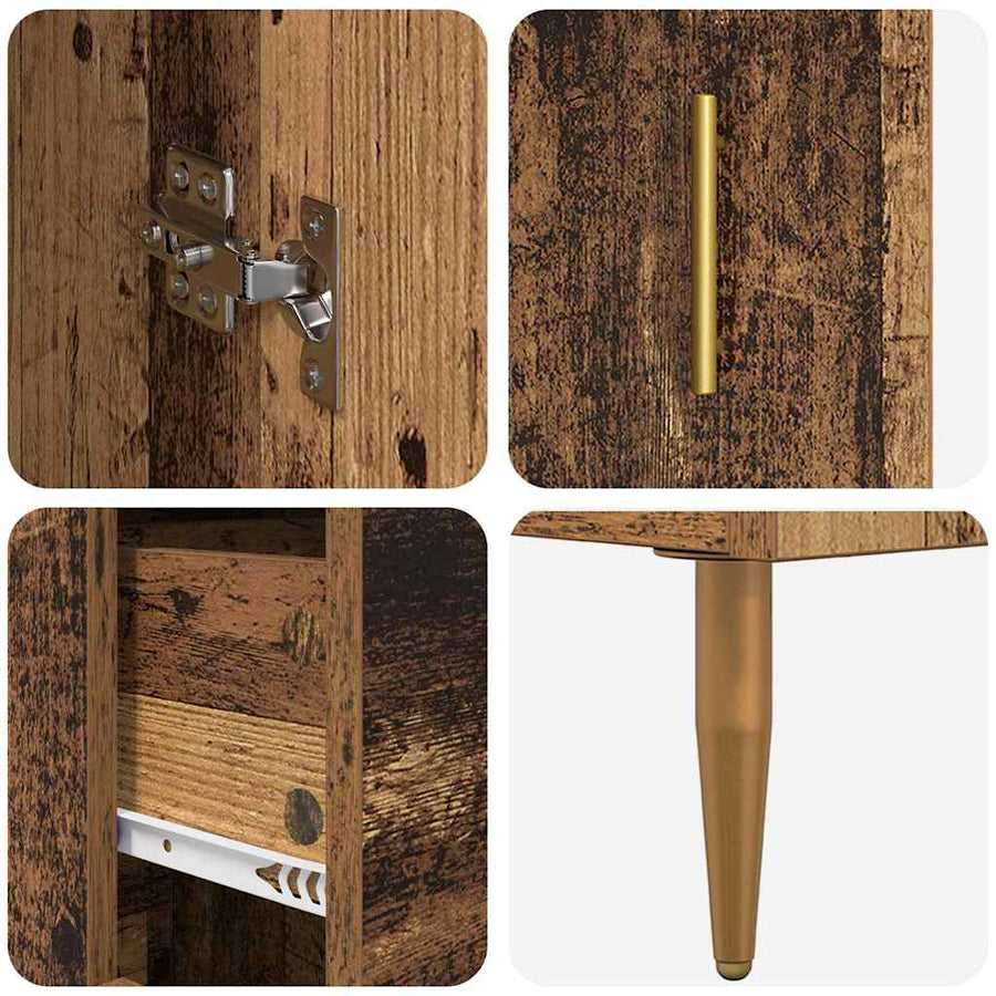 Hoge kast met lade Oud Hout 69,5 x 34 x 180 cm Bewerkt hout