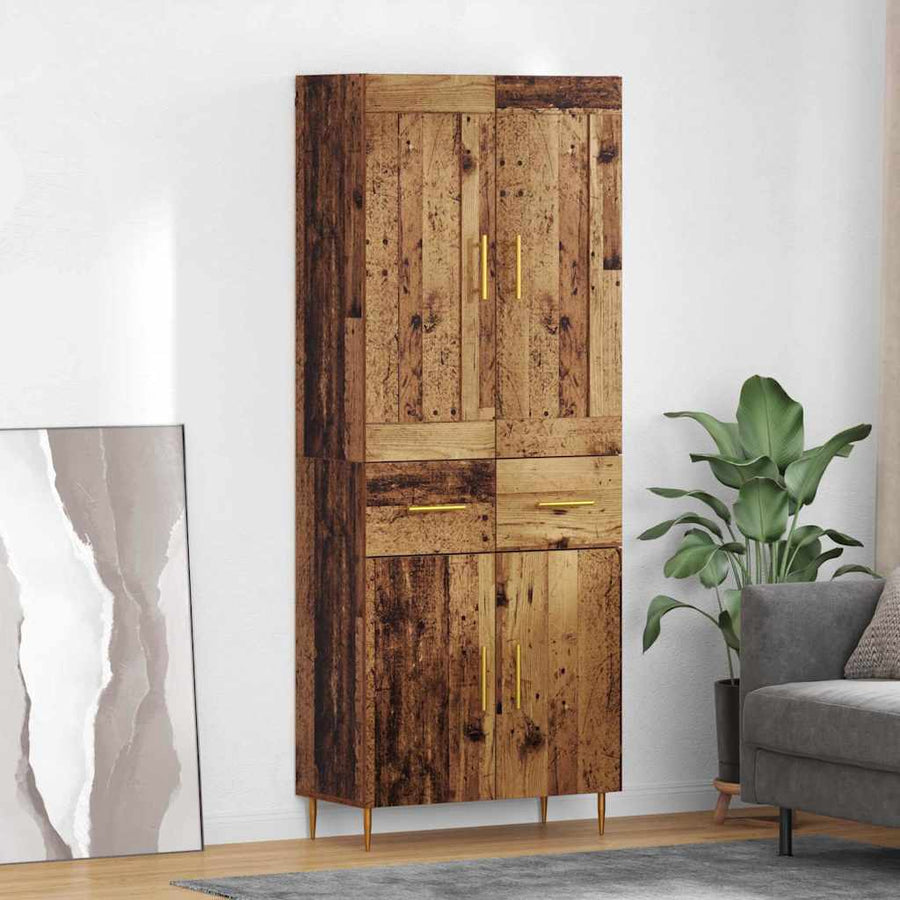 Hoge kast met lade Oud Hout 69,5 x 34 x 180 cm Bewerkt hout