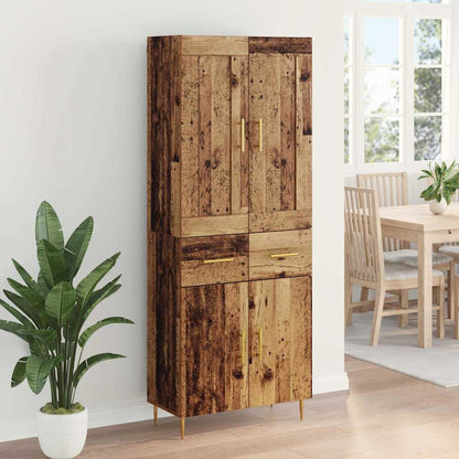 Hoge kast met lade Oud Hout 69,5 x 34 x 180 cm Bewerkt hout