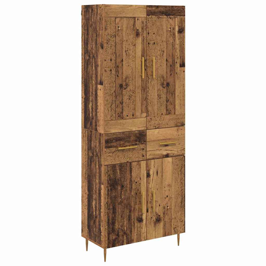 Hoge kast met lade Oud Hout 69,5 x 34 x 180 cm Bewerkt hout