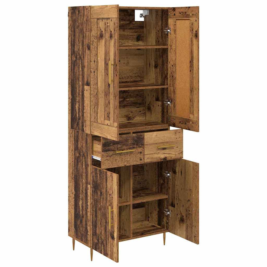 Hoge kast met lade Oud Hout 69,5 x 34 x 180 cm Bewerkt hout