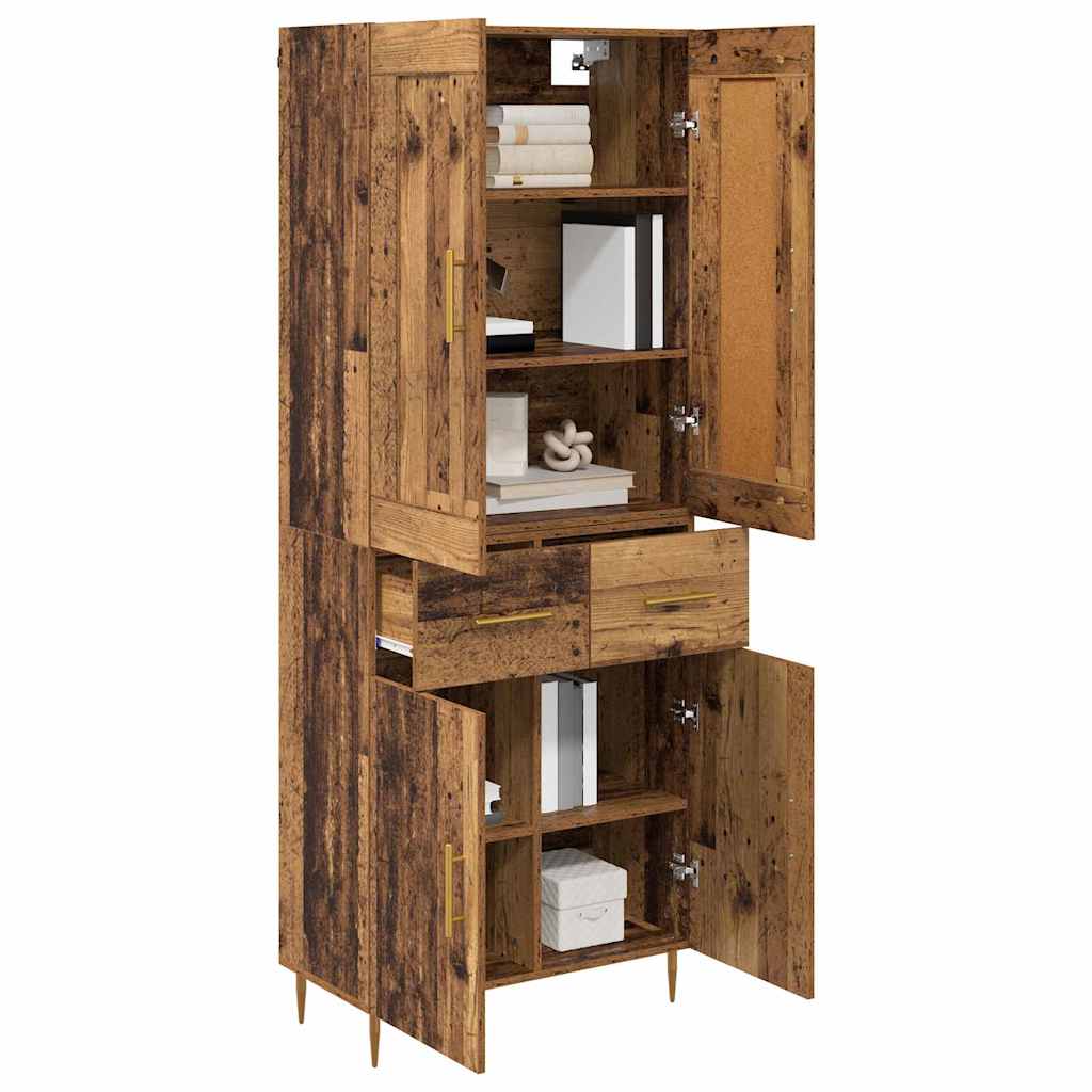 Hoge kast met lade Oud Hout 69,5 x 34 x 180 cm Bewerkt hout