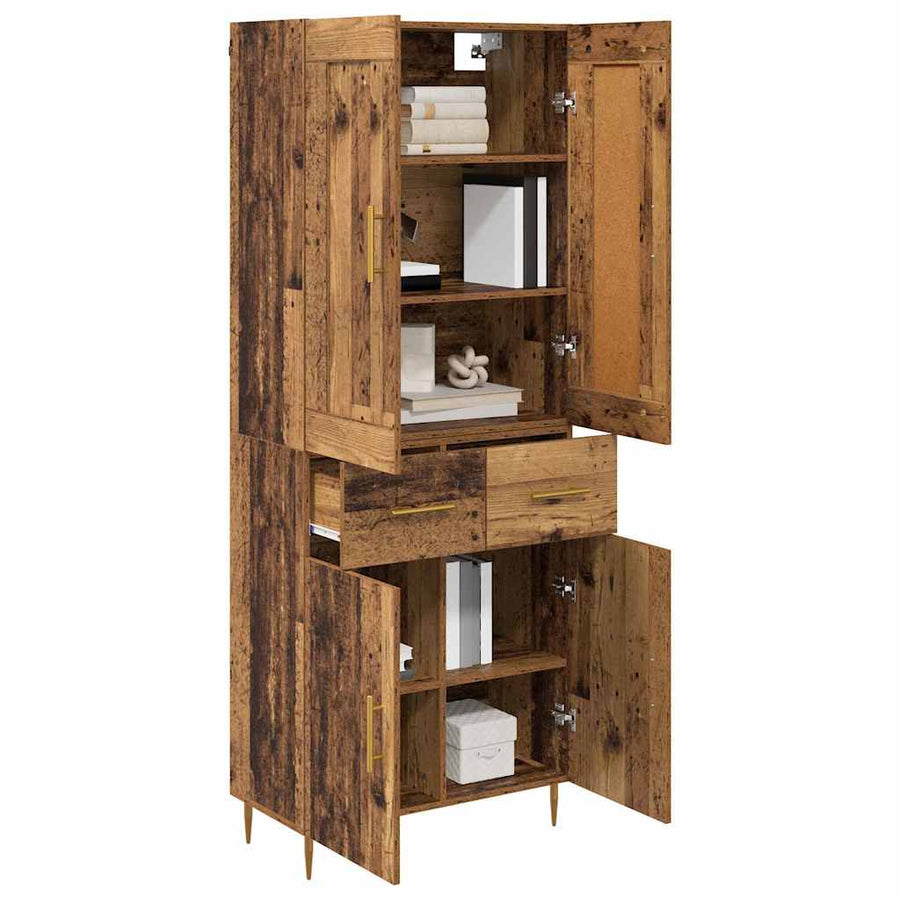 Hoge kast met lade Oud Hout 69,5 x 34 x 180 cm Bewerkt hout
