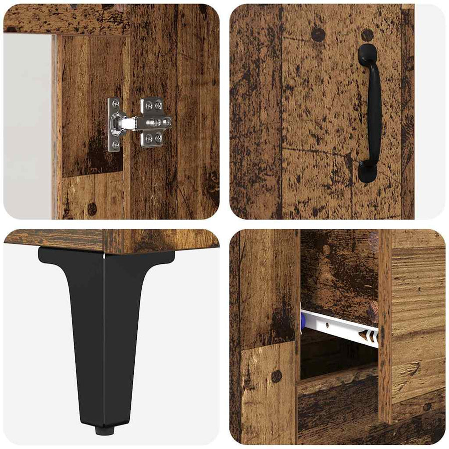 Highboard met lade Oud Hout 69,5 x 34 x 180 cm Bewerkt hout