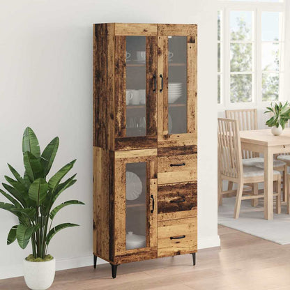Highboard met lade Oud Hout 69,5 x 34 x 180 cm Bewerkt hout
