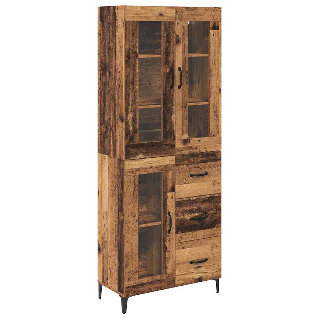 Highboard met lade Oud Hout 69,5 x 34 x 180 cm Bewerkt hout