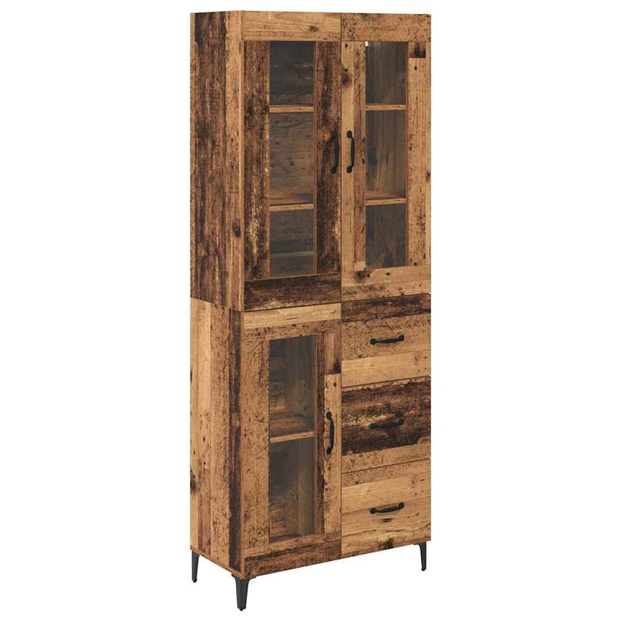 Highboard met lade Oud Hout 69,5 x 34 x 180 cm Bewerkt hout