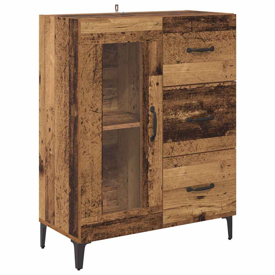Highboard met lade Oud Hout 69,5 x 34 x 180 cm Bewerkt hout