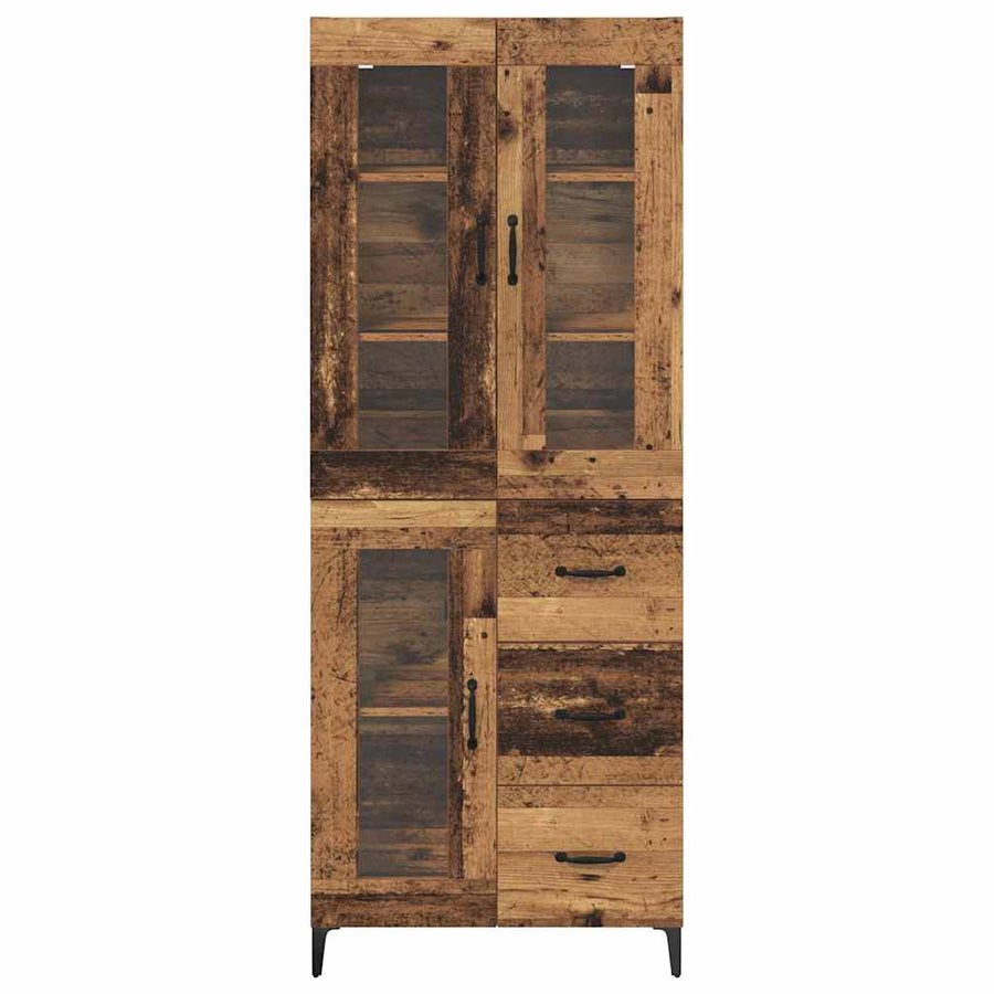 Highboard met lade Oud Hout 69,5 x 34 x 180 cm Bewerkt hout