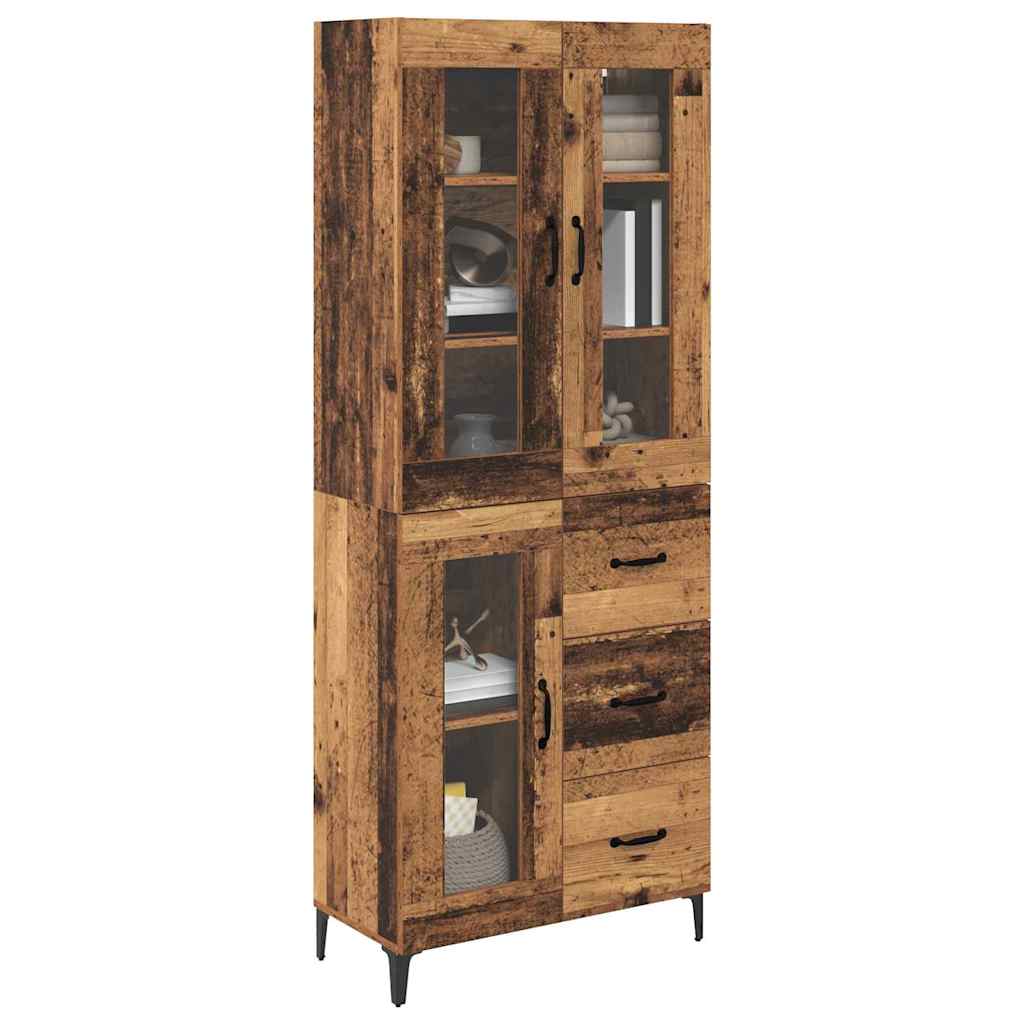 Highboard met lade Oud Hout 69,5 x 34 x 180 cm Bewerkt hout