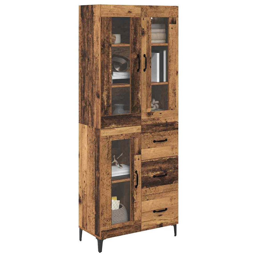 Highboard met lade Oud Hout 69,5 x 34 x 180 cm Bewerkt hout