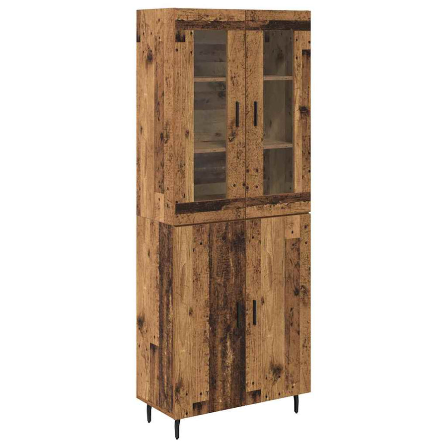 Hoge kast 2 pcs Oud Hout Geengineerd Hout en Glas