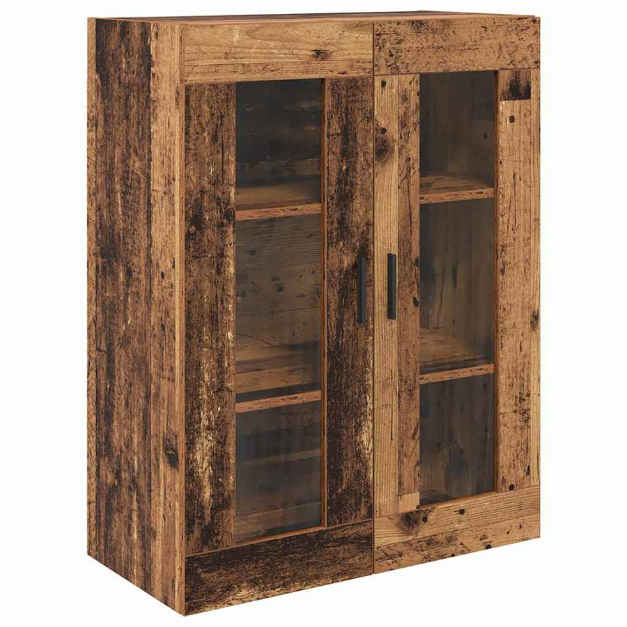 Hoge kast 2 pcs Oud Hout Geengineerd Hout en Glas
