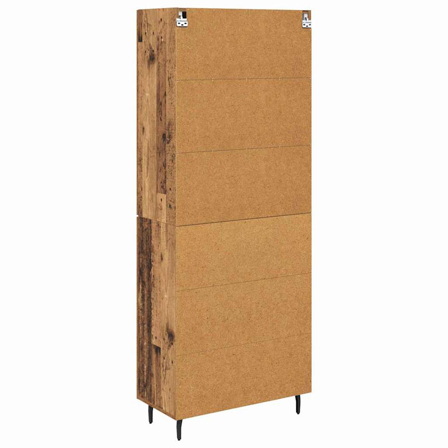 Hoge kast 2 pcs Oud Hout Geengineerd Hout en Glas