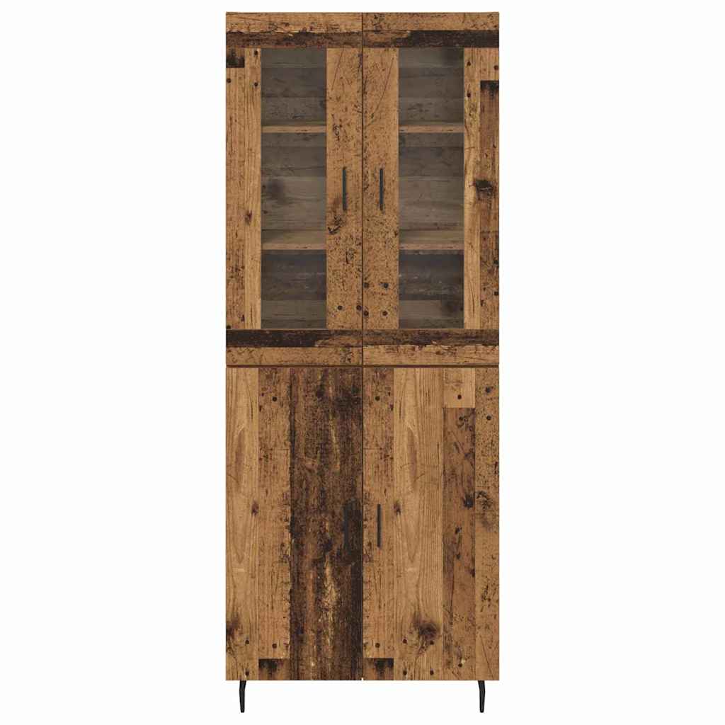 Hoge kast 2 pcs Oud Hout Geengineerd Hout en Glas