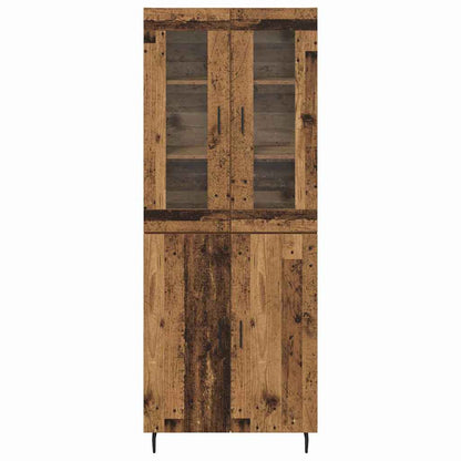 Hoge kast 2 pcs Oud Hout Geengineerd Hout en Glas