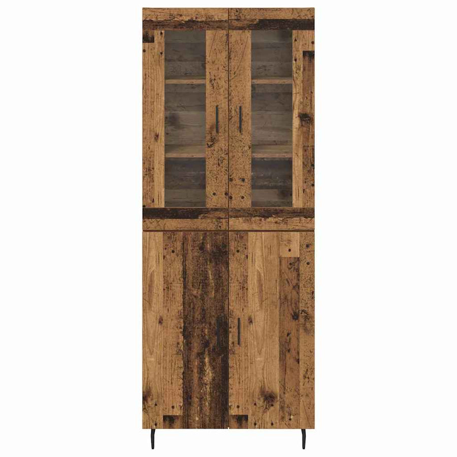 Hoge kast 2 pcs Oud Hout Geengineerd Hout en Glas