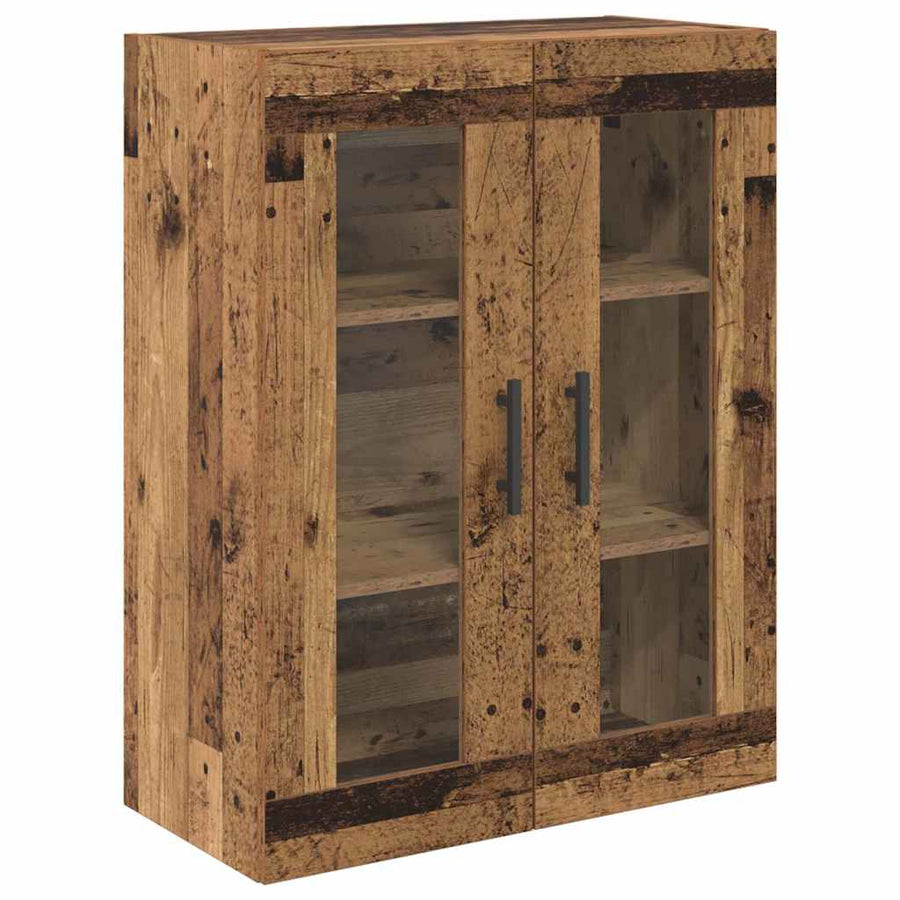 Hoge kast met lade 2 pcs Oud Hout Geengineerd Hout en Glas