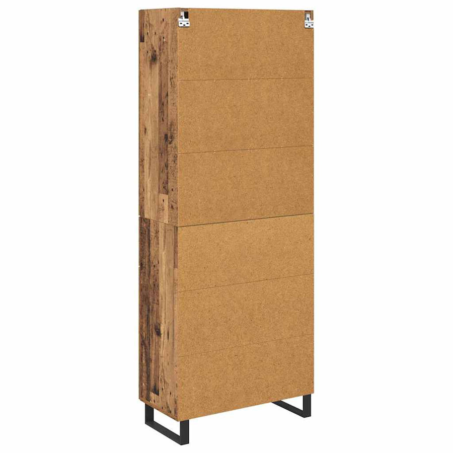 Hoge kast met lade 2 pcs Oud Hout Geengineerd Hout en Glas