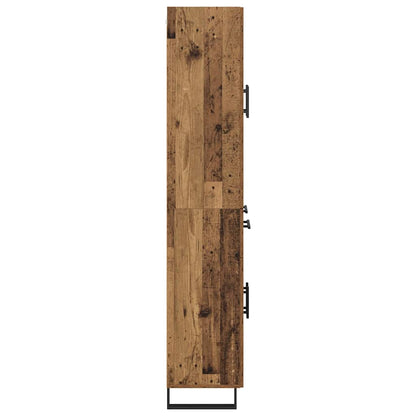 Hoge kast met lade 2 pcs Oud Hout Geengineerd Hout en Glas