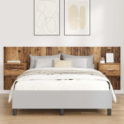 Hoofdbord Met Kast met lade 3 pcs Oud Hout Bewerkt hout