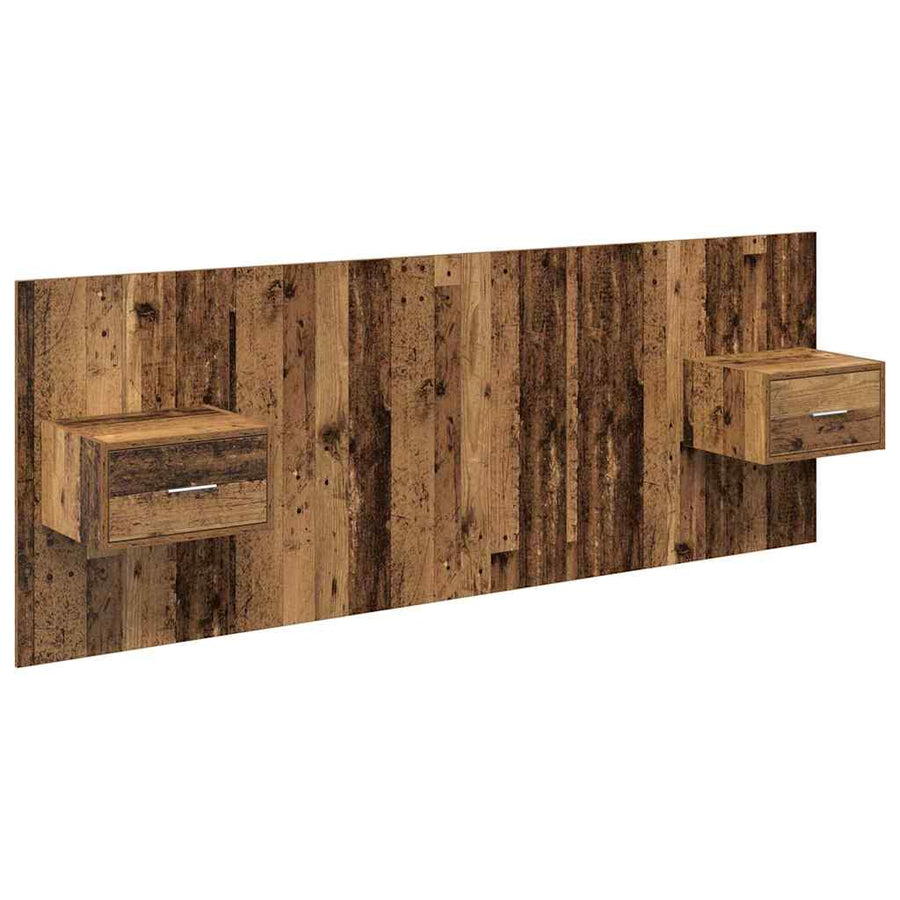 Hoofdbord Met Kast met lade 3 pcs Oud Hout Bewerkt hout
