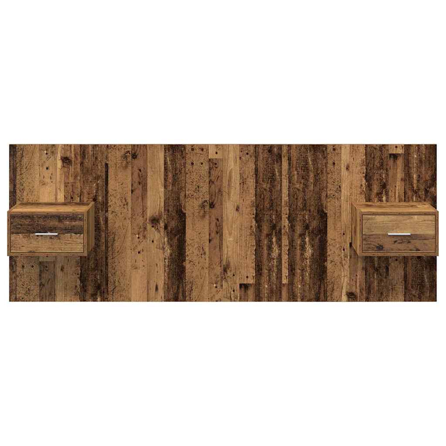 Hoofdbord Met Kast met lade 3 pcs Oud Hout Bewerkt hout