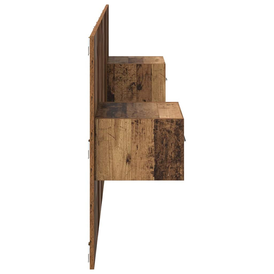 Hoofdbord Met Kast met lade 3 pcs Oud Hout Bewerkt hout