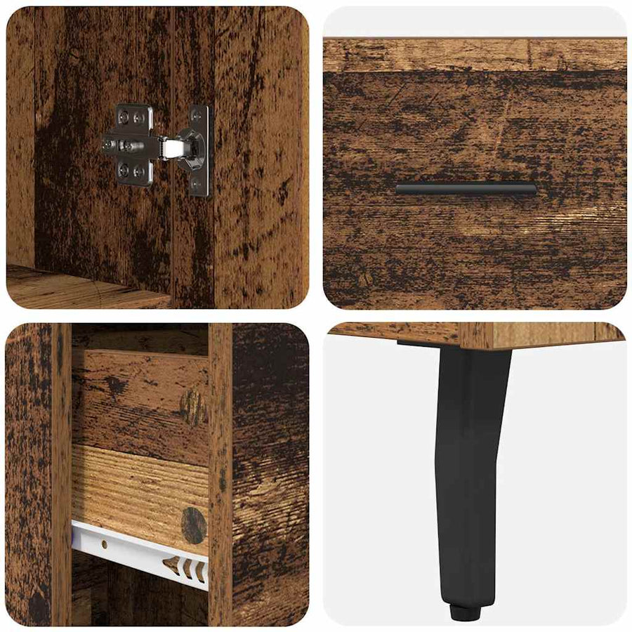 Hoge kast Oud Hout 69,5 x 34 x 180 cm Geengineerd Hout en Glas