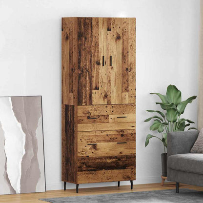 Hoge kast Oud Hout 69,5 x 34 x 180 cm Geengineerd Hout en Glas