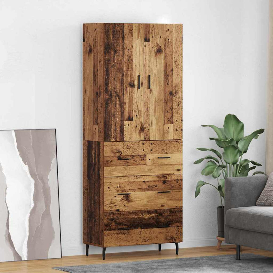 Hoge kast Oud Hout 69,5 x 34 x 180 cm Geengineerd Hout en Glas