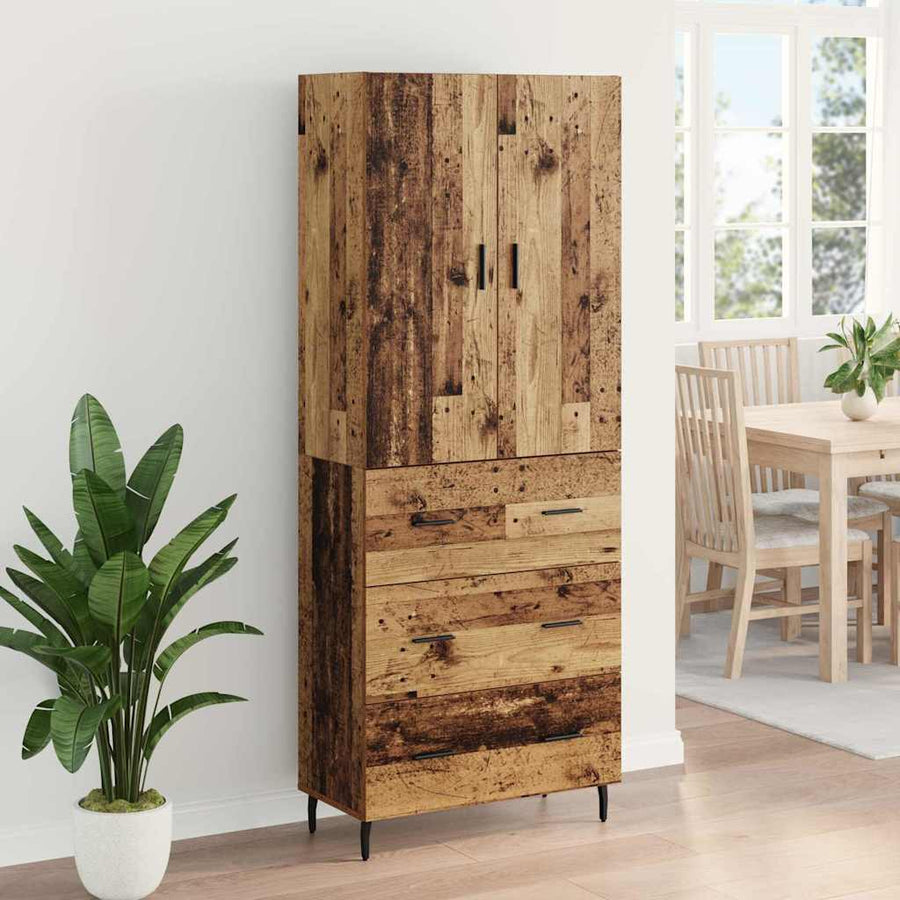 Hoge kast Oud Hout 69,5 x 34 x 180 cm Geengineerd Hout en Glas