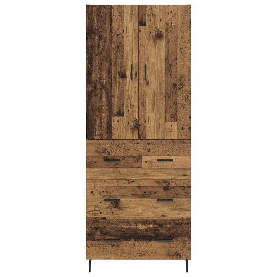 Hoge kast Oud Hout 69,5 x 34 x 180 cm Geengineerd Hout en Glas