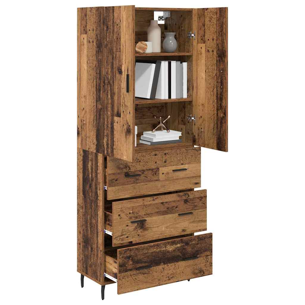 Hoge kast Oud Hout 69,5 x 34 x 180 cm Geengineerd Hout en Glas
