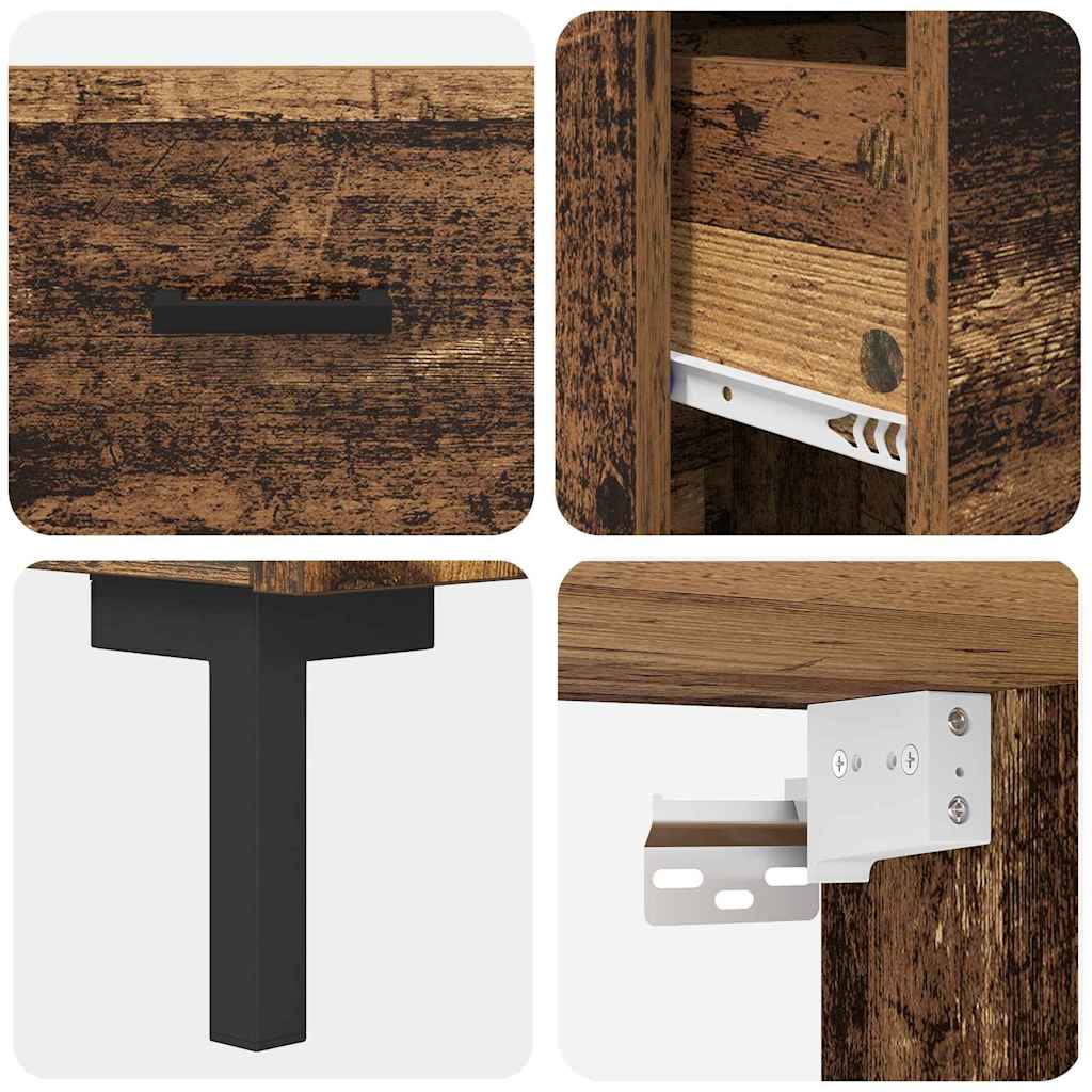 Hoge kast met lade Oud Hout 69,5 x 32,5 x 180 cm Bewerkt hout