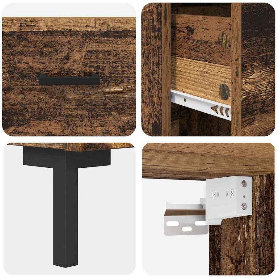 Hoge kast met lade Oud Hout 69,5 x 32,5 x 180 cm Bewerkt hout