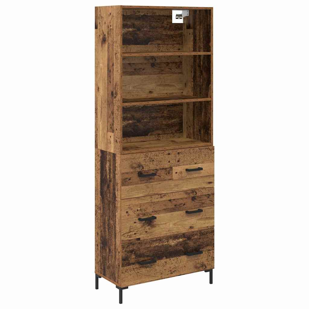 Hoge kast met lade Oud Hout 69,5 x 32,5 x 180 cm Bewerkt hout