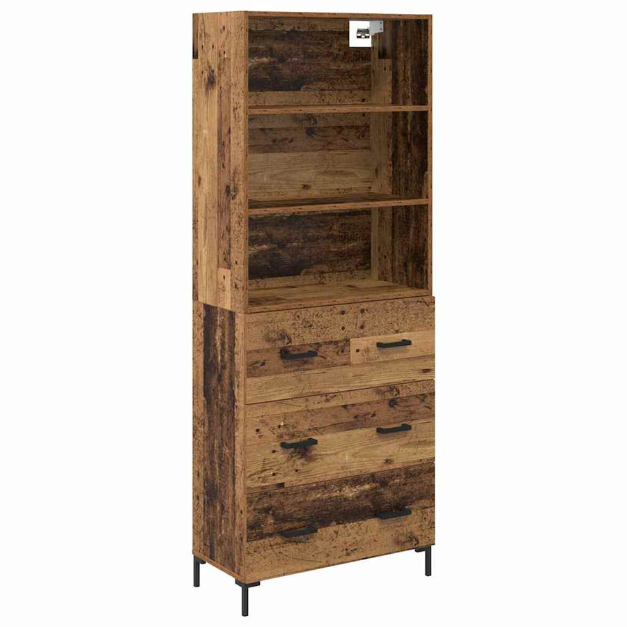 Hoge kast met lade Oud Hout 69,5 x 32,5 x 180 cm Bewerkt hout