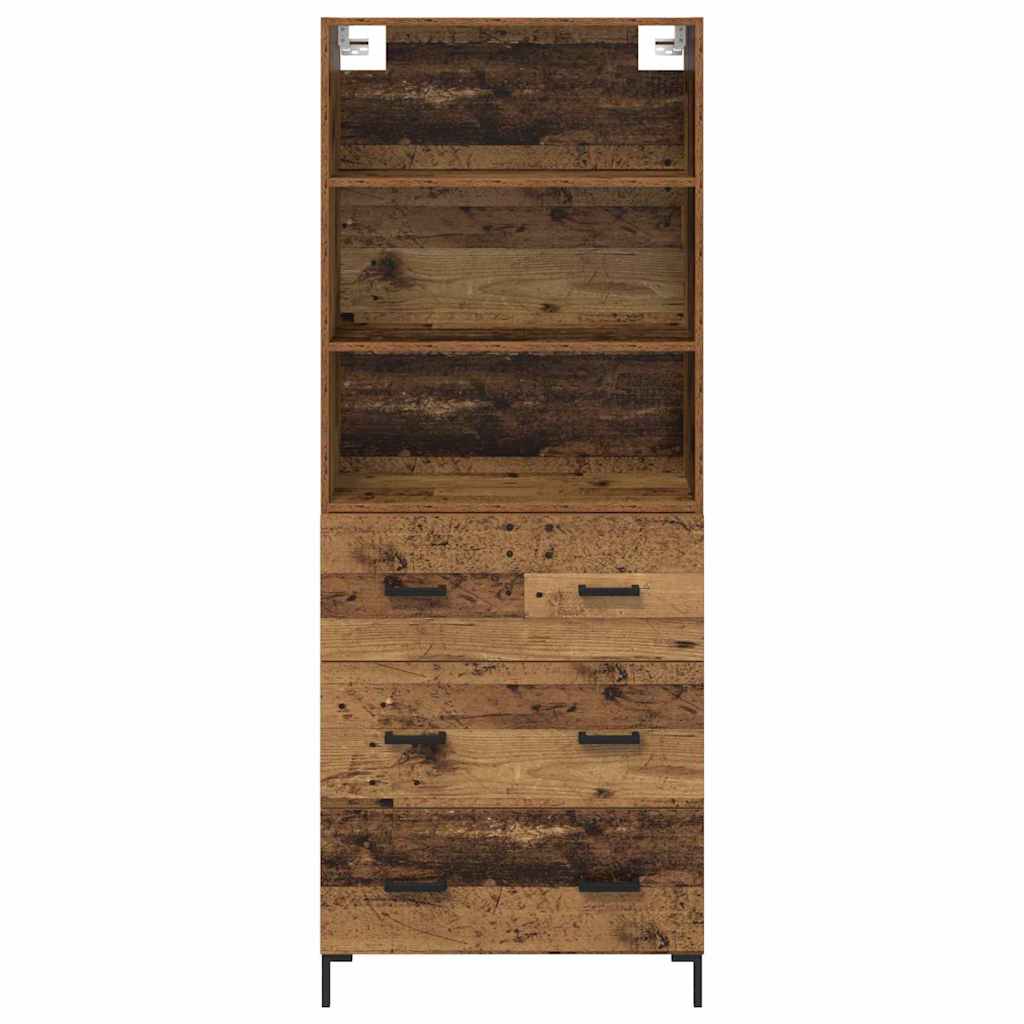 Hoge kast met lade Oud Hout 69,5 x 32,5 x 180 cm Bewerkt hout