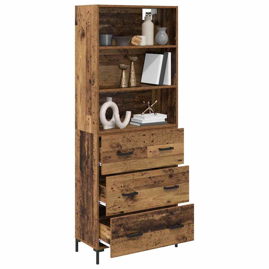 Hoge kast met lade Oud Hout 69,5 x 32,5 x 180 cm Bewerkt hout